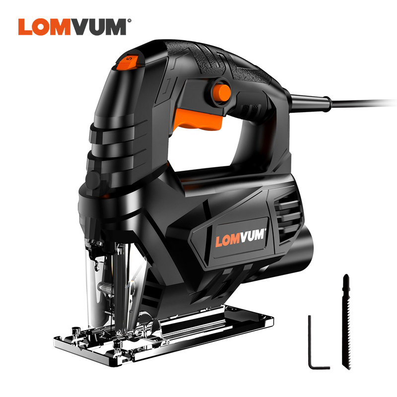 LOMVUM Electric Jigsaw EU US Jig Saw for Woodworking Variale Speed Electrical Saw 110V/220V Cutting Metal Wood Aluminum 1 blade