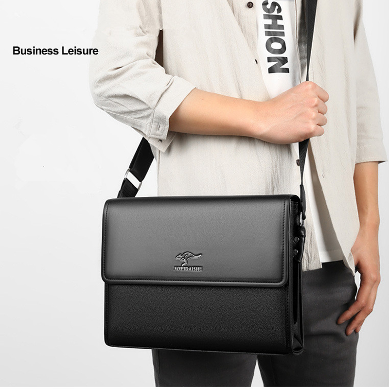Business Shoulder Bag Men Messenger Bag Brand kangaroo vintage PU Leather Crossbody bag for male Fashion Casual Man Handbags
