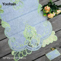Luxury green sequin Embroidery bed Table Runner flag cloth cover Lace tablecloth set mat kitchen Wedding Christmas decor