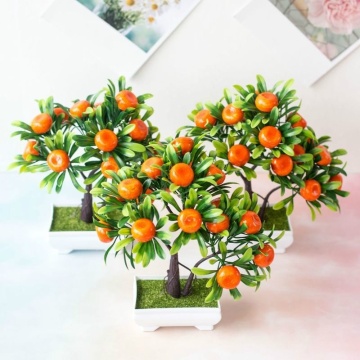 Artificial Plants Bonsai Orange Fruit Tree Potted for Home Wedding Room Decoration Flower Hotel Party Decor Fake Potted