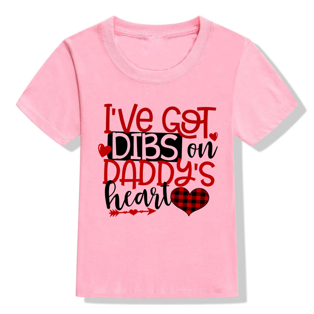 I've Got Dibs on Daddy's/mommy's Heart Boys Girls Valentines Shirt Toddler Valentines Day Tshirt Kids Funny Holiday Tee Shirts