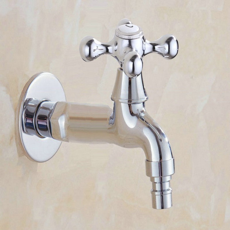 Polished Chrome Wall Mounted Garden Bibcock Tap Bathroom Washing Machine Water Tap /Mop Pool Sink Faucet KD084