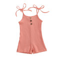 0-18M Newborn Baby Girls Rompers Solid Sleeveless belt Button Summer Lovely Jumpsuits Clothing