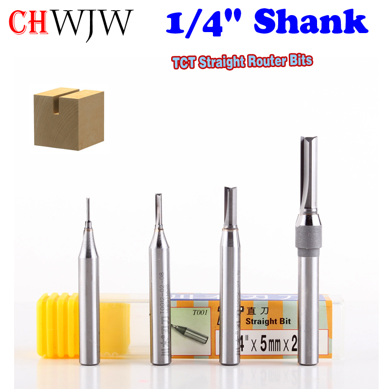 1pc 1/4" Shank 1mm-6mm TCT Straight Router Bits Woodworking Carving 2 Flute Wood Engraving Milling Cutter Carbide CNC Bits