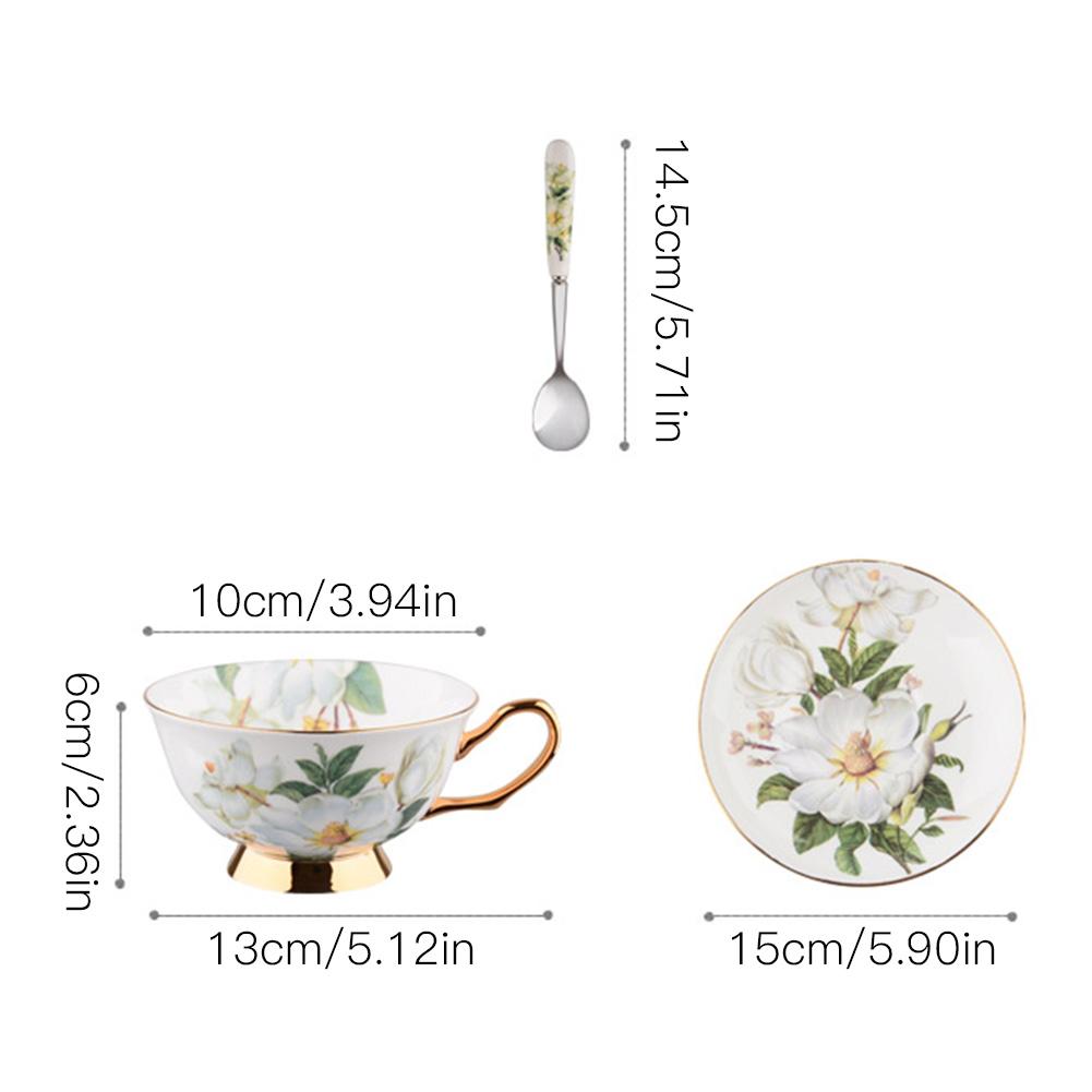 European Style Bone Porcelain Coffee Cup Set Vintage Ceramic Afternoon Tea Cup Saucer Spoon Luxury Gift For Cafe Shop Home