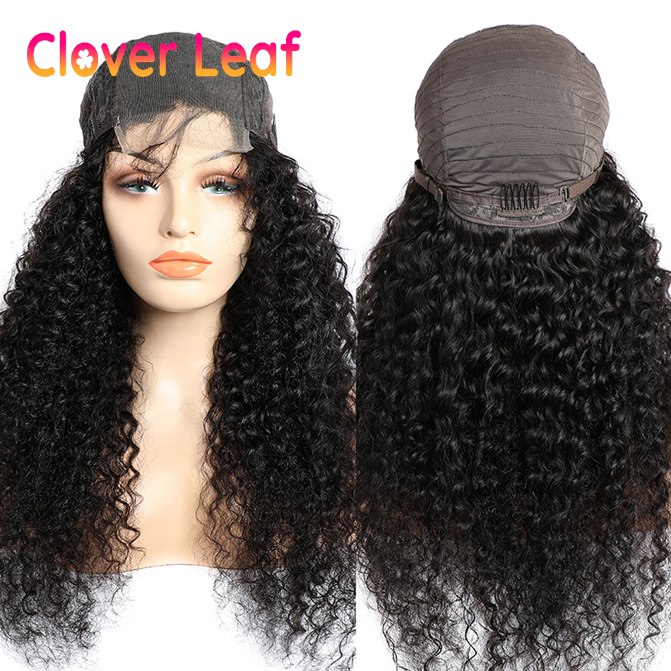 Clover Leaf Kinky Curly Lace Front Wig Remy 360 Lace Frontal Wig 150% Brazilian 13X4 Lace Front Human Hair Wig 4x4 Closure Wig