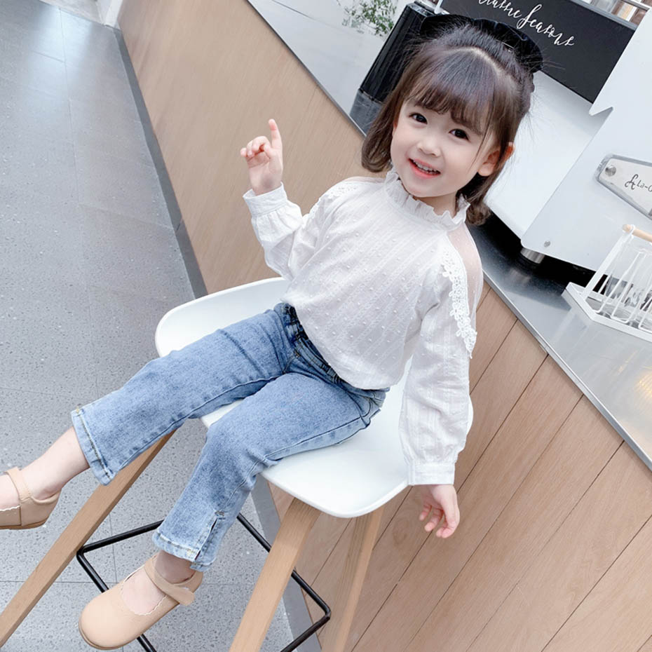 Toddler Girls Blouse Lace Girls Shirts Ruffles Children's Shirts For Girls Casual Style Baby Girl Clothes