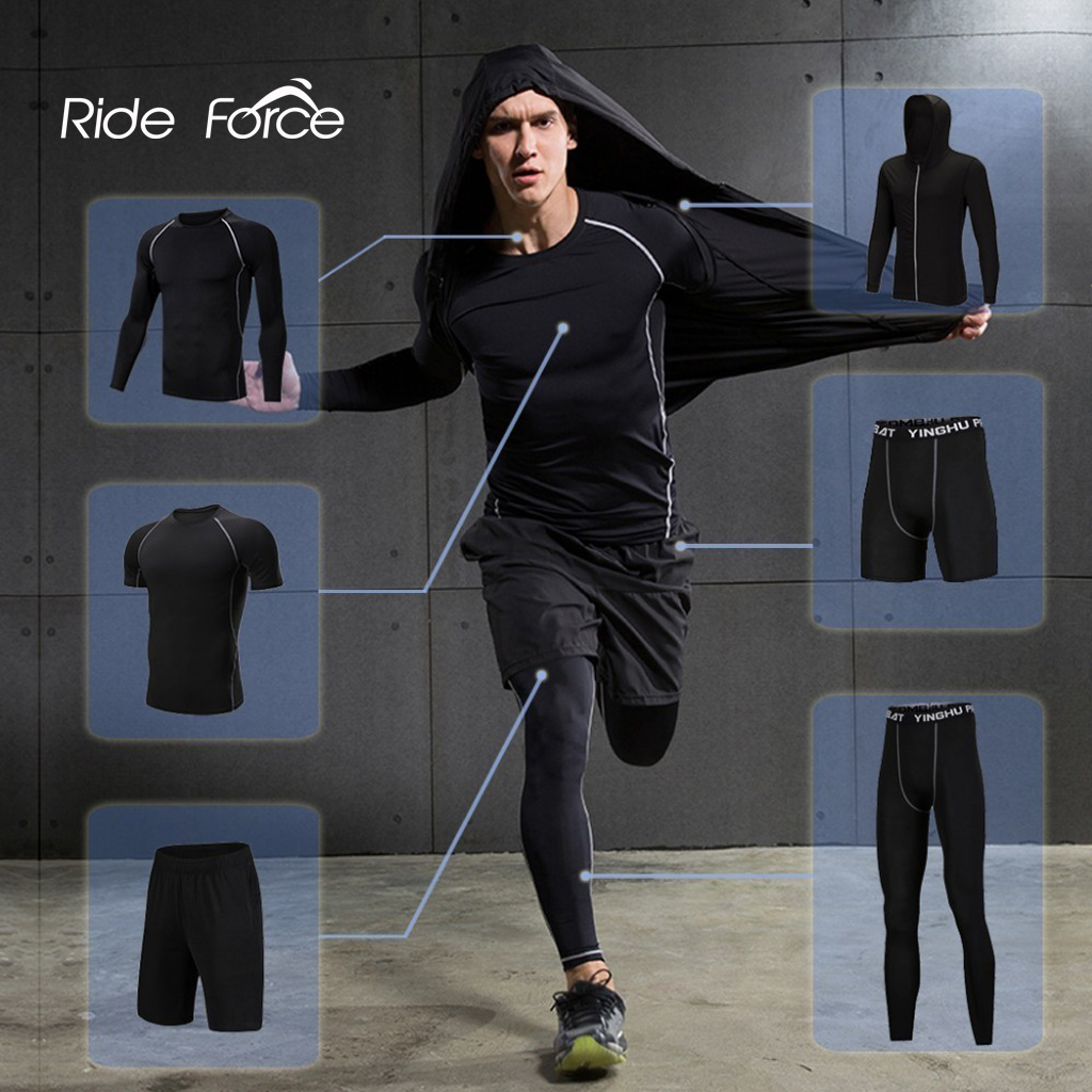 6 Pcs/Set Men's Tracksuit Compression Sports Suit Gym Fitness Clothes Running Jogging Sport Wear Training Workout Tights