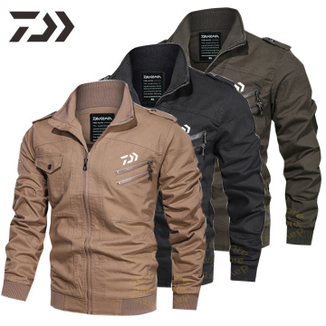 2020 Daiwa Clothing Men Fishing Clothing Zipper Multi-pocket Fishing Shirt Men Casual Coat Fishing Wear Sports Camping Hiking