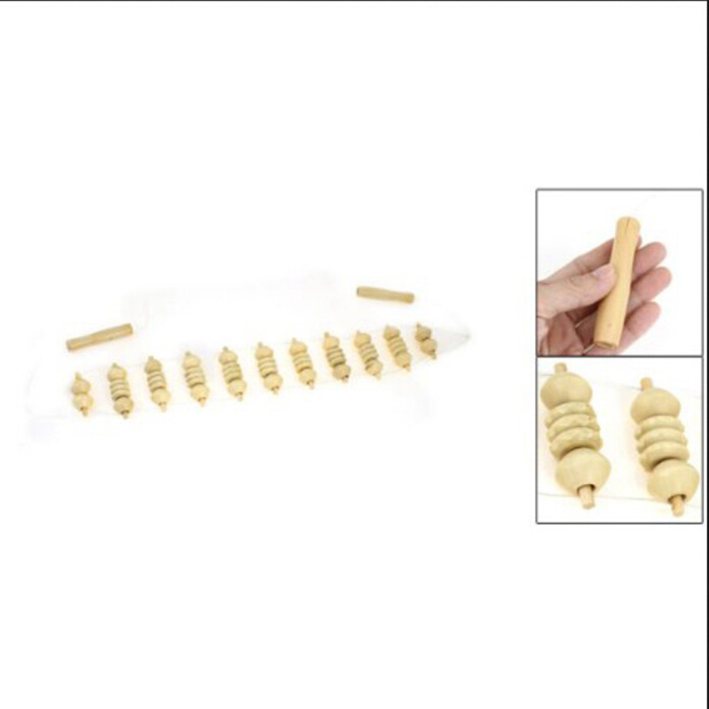 Wooden Body Neck Back Leg Waist Massager Massage Slimming Care Fitness Roller Self Massager Relax Tool