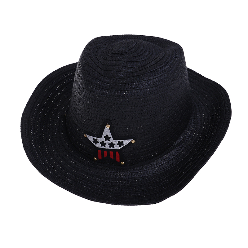Western cowboy child sunhat Baby straw hat Baby outdoor shelters the sun Children's travel cap Head decoration