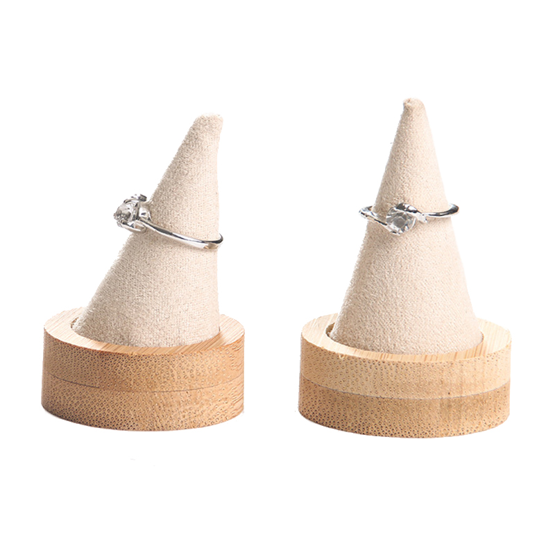 Bamboo Beige Fingertip Oblique Cone Ring Display Stand Case Ring Holder Jewelry Display Stand Ring Showcase Storage