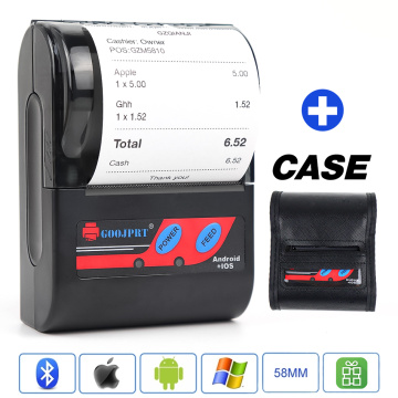 POS 58MM Bluetooth Thermal Receipt Printer Portable Mobile Wireless Receipt Machine for Windows Android iOS Phone 80mm/s speed