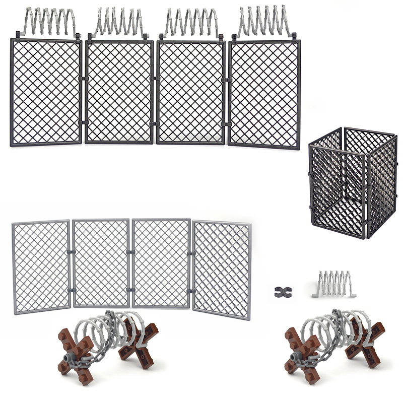 Military Base Barbed wire Building Block City military Scene Accessory Fence Isolation net MOC Parts Brick 30104 92338 chain