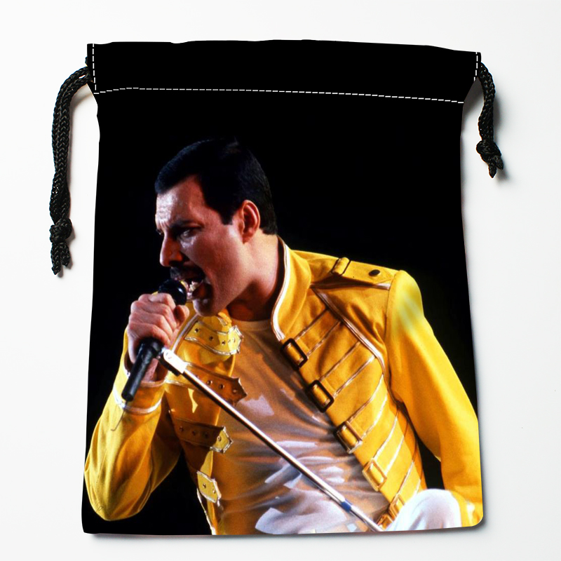 New Arrival Freddie Mercury Drawstring Bags Print 18X22CM Soft Satin Fabric Resuable Storage Storage Clothes Bag Shoes Bags