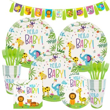 Jungle Animal Theme Party Disposable Tableware Set Safari Party Paper Plate Cup Napkins Kids Birthday Party Baby Shower Supplies