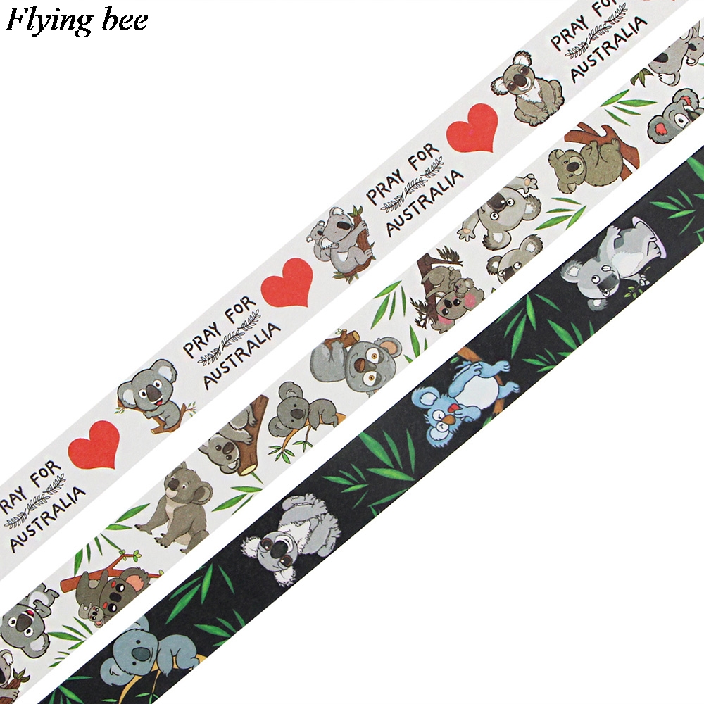 Flyingbee 15mmX5m Cute koala Washi Tape Save the Australian koala Animals Adhesive Tape DIY Scrapbooking Sticker X0970