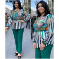 Two 2 Piece Set African Clothes Africa 2021 Dashiki Fashion Print Dresses Suit Bazin Top Pants Elastic Party Plus Size Clothing