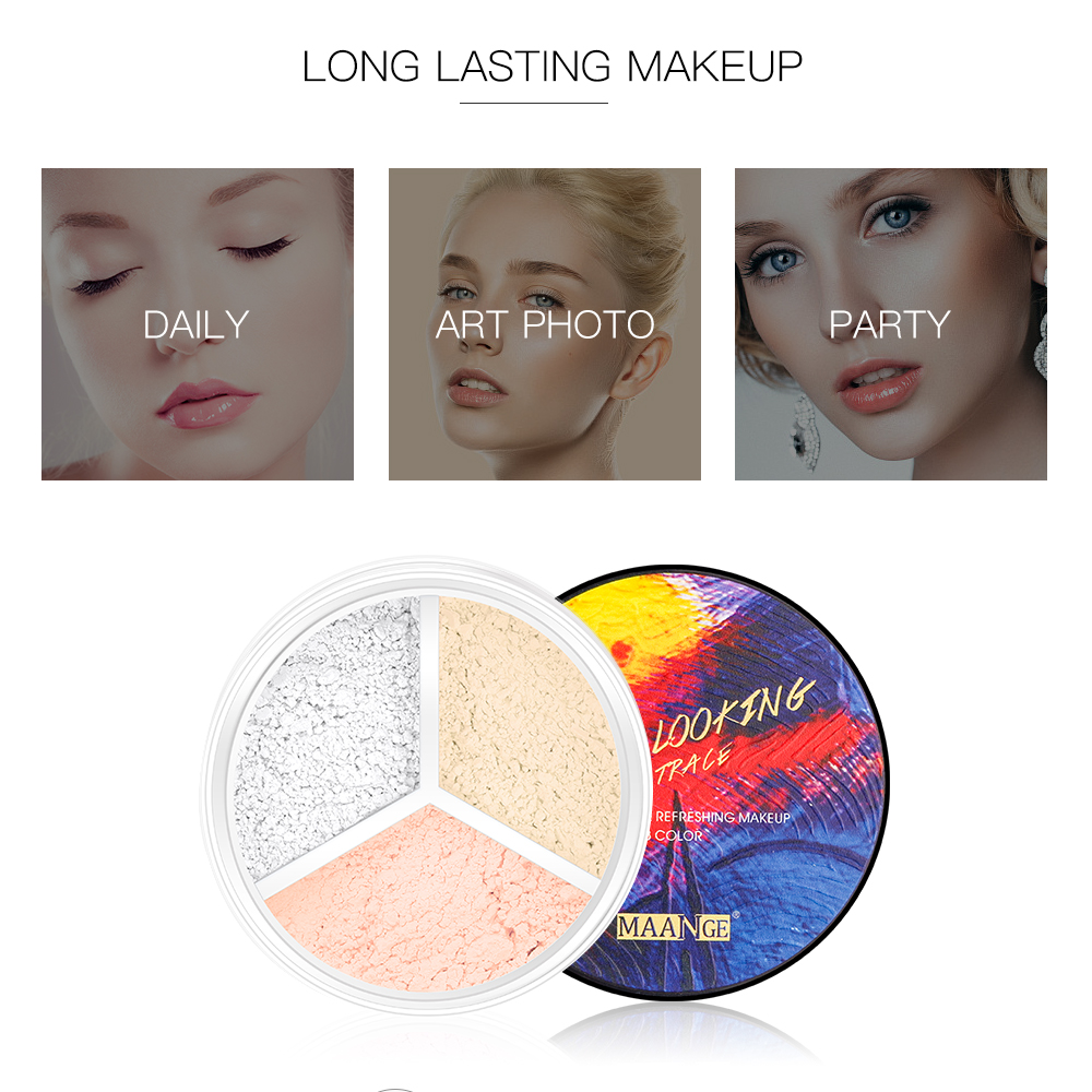 3 Colors Face Loose Powder Brighten Oil Control Long-lasting Skin Matte Setting Powder Mineral Pigment Fixed Makeup Cosmetic