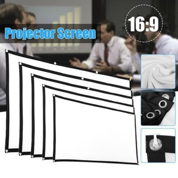 Soft 16: 9 Projection Screen Cloth 4K 3D HD Projector Movie Outdoor Screen 60/72/84/100/120/150 inch Foldable for Home Camping