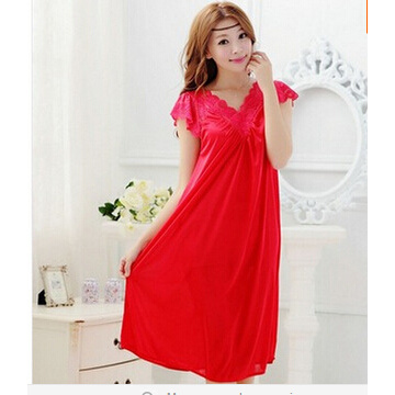 Free shipping women red lace sexy nightdress girls plus size Large size Sleepwear nightgown night dress skirt Y02-4