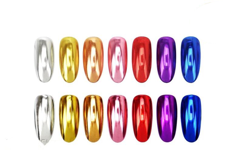19 Colors Nail Powders Metallic Chrome Nail Powder Mirror Effect Manicure Pigment Nail Art Powders with 0.5g Eyeshadow Sticks,J