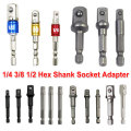 Ratchet Wrench 1/4" 3/8" 1/2" Chrome Vanadium Steel Socket Adapter Hex Shank to Extension Drill Bits Bar Hex Bit Set Power Tools