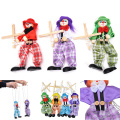 Kids Classic Funny Wooden Clown Pull String Puppet Vintage Joint Activity Doll Toys Children Cute Marionette