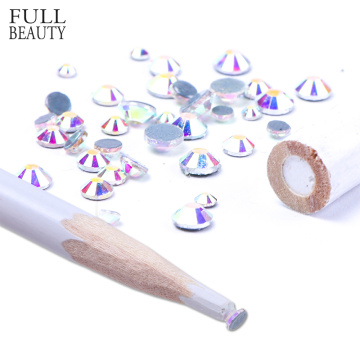 2pcs Wooden Nail Dotting Pencils for Rhinestone Crystal Gem Nail Art Decoration Picker Wax Pen Dotting Tools Accessories CHTR36