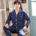 Night Pajamas for Men Satin Pyjama Set Silk ASleeping Suit Autumn Spring Homewear Clothes Printed Longe Pants Nightgown XXXL XXL
