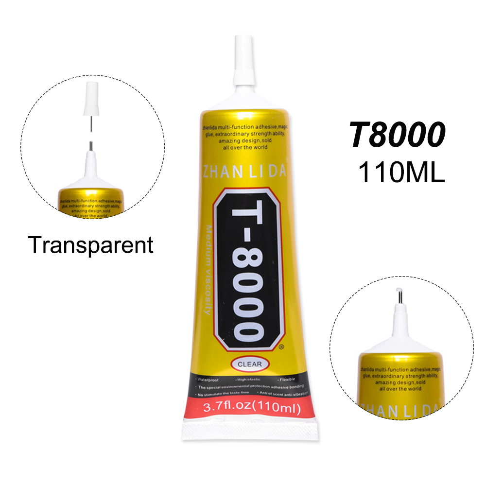 Transparent 110ML Super T8000 Liquid Glue T-8000 Touch Screen LCD Rubber Leather Wood Textile Cloth Adhesive School Epoxy Resin