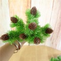 Small Plastic Pine tree bunch with pine nuts artificial flowers for Christmas home decoration fake plants pinecone faux greens