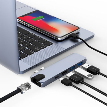 Mosible USB C Hub to HDMI Ethernet Rj45 for MacBook Pro\Air 2020 with PD USB 3.0 Port USB Hub Type-C 3.1 Splitter