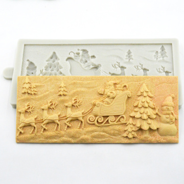 2019 new Santa Claus sleigh elk Shaped Chocolate cookies jelly Silicone Mold Fondant Cake Decoration Mould