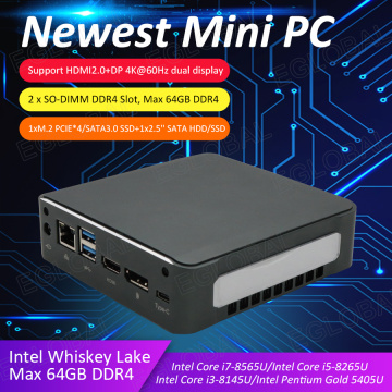 Super Windows 10 Pro Mini PC i7-8565U I5-8265U I3-8145U 2*DDR4 RAM NVME M.2 SSD Pocket Nuc Desktop Computer Type-c 4K HDMI2.0 DP