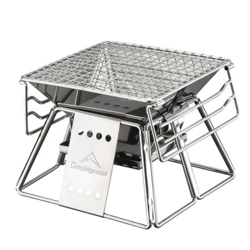 Portable Stainless Steel Grill Folding Barbecue BBQ Grill Outdoor Camping Picnic Tool Compact Small Size
