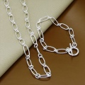 925 Sterling Silver Fashion Simple Round Circle Jewelry Sets Necklace Bracelet OT Button Charm Jewelry