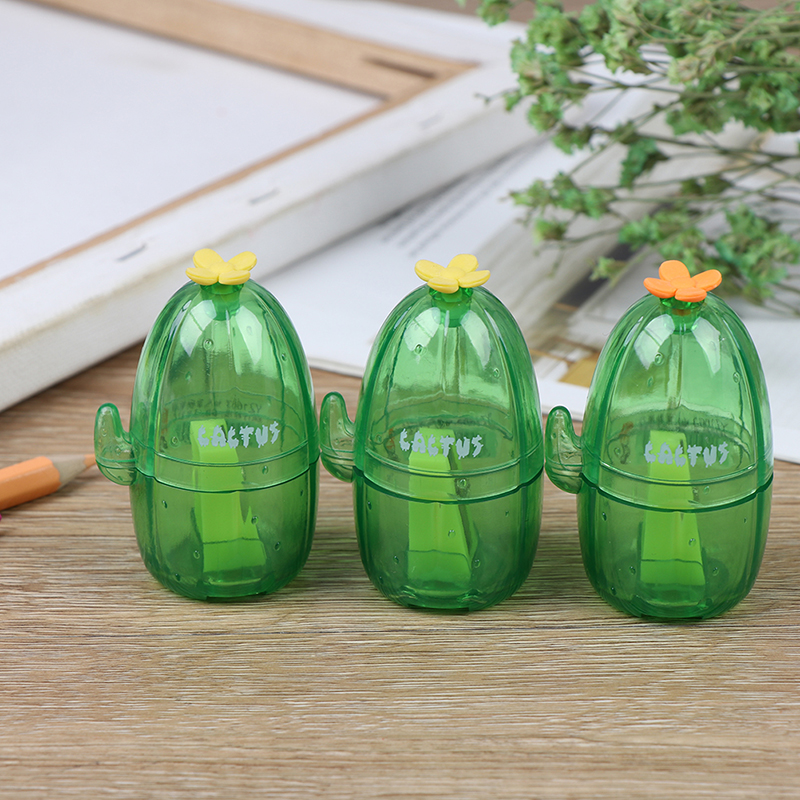 Fresh Green Color Cactus Pencil Sharpener Mini School Office Supply Student Stationery Kids Gift