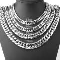 16/19/21mm Stainless Steel Heavy Mens Curb Cuban Chain Necklace 7"-40"