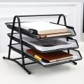 Creative Anti-Rust 3 Layers Metal Wide Entry Desk File Document Letter Tray Rack Organizer File Tray Office Desk Accessories