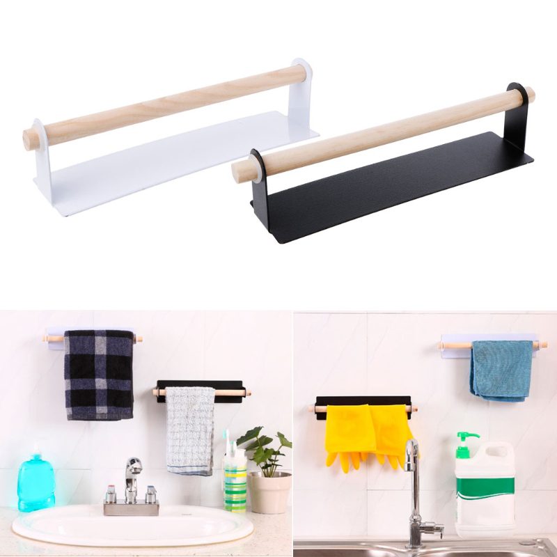 New Kitchen Self-adhesive Roll Paper Holder Towel Storage Rack Tissue Hanger Cabinet Hanging Shelf Bathroom Toilet Paper Holder
