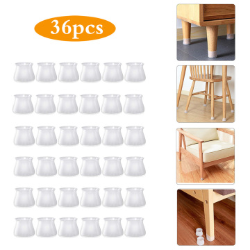 36PCS Furniture Chair Leg Silicone Cap Pad Protect Table Feet Cover Floor Protector Non-Slip Table Chair Mat Caps Foot