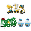 1Set Excavator Vehicle Cupcake Topper Construction Tractor Cake Topper Table Decor Baby Shower Kids Boys Birthday Party Supplies