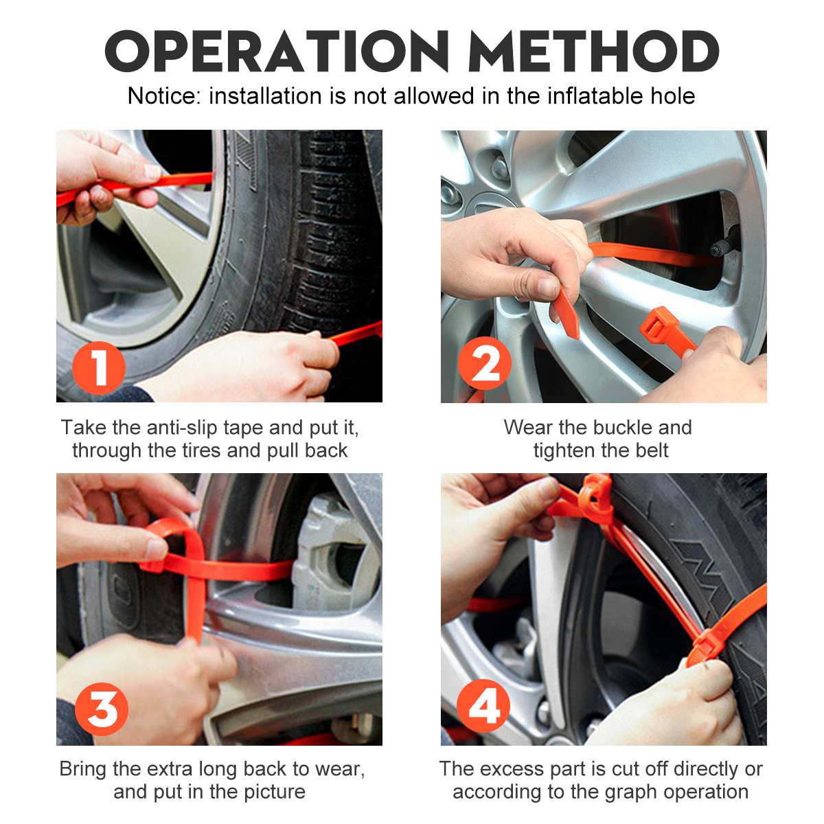 10Pcs Car Tire Anti-skid Ties Snow Chains Car Tire Wheel Anti-Slip Cable Belt Chain For Car Rain Ice Emergency Chains Tool