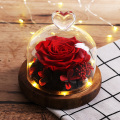 NEW Forever Rose Flower Fresh Festive Preserved Immortal in Glass Creative Gift card holder flores wedding dried