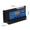 30A PWM Solar Panel Regulator 12V-24V Charge Controller Auto Dual USB Digital Display for Lead Acid Batteries LCD Collector