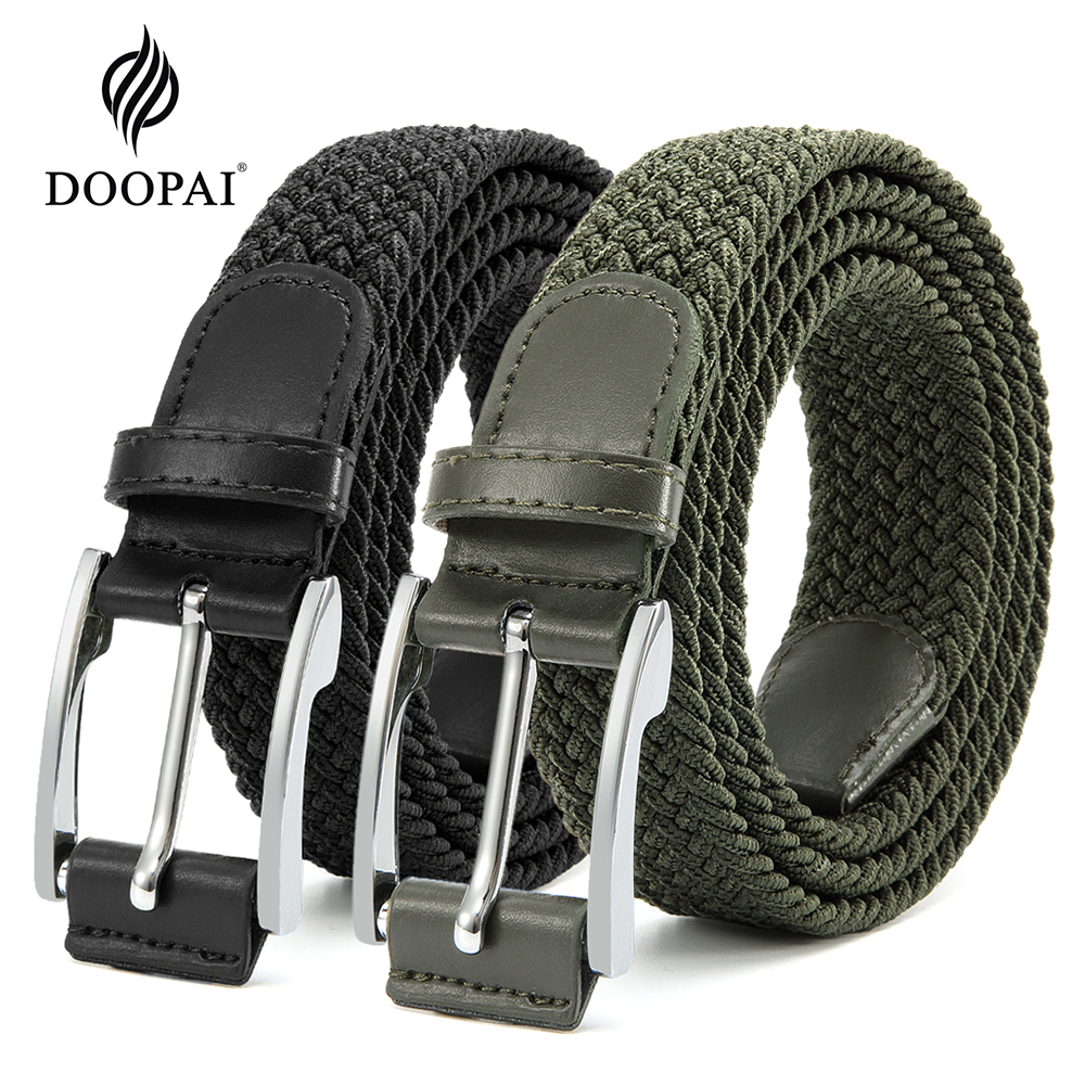 DOOPAI Knitted Braided Elastic Belts Man/Women Pin Buckle Belts Casual Saistband Teenage Students Fashion Wild Jeans Straps Рем