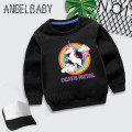Boys Girls Sweatshirt Kids Rainbow Unicorn Death Metal Cartoon Hoodies Children Autumn Tops Baby Cotton Clothes,KYT2164