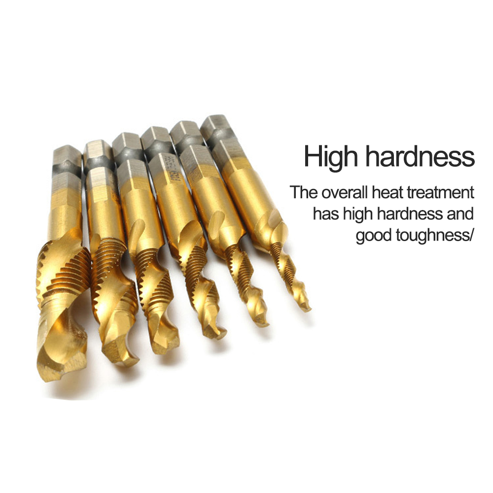 1/3/6Pcs HSS Screw Metric Thread Tap Drill Bits Set Titanium Plated Hex Shank Screw Machine Compound High Speed Change Hand Tool