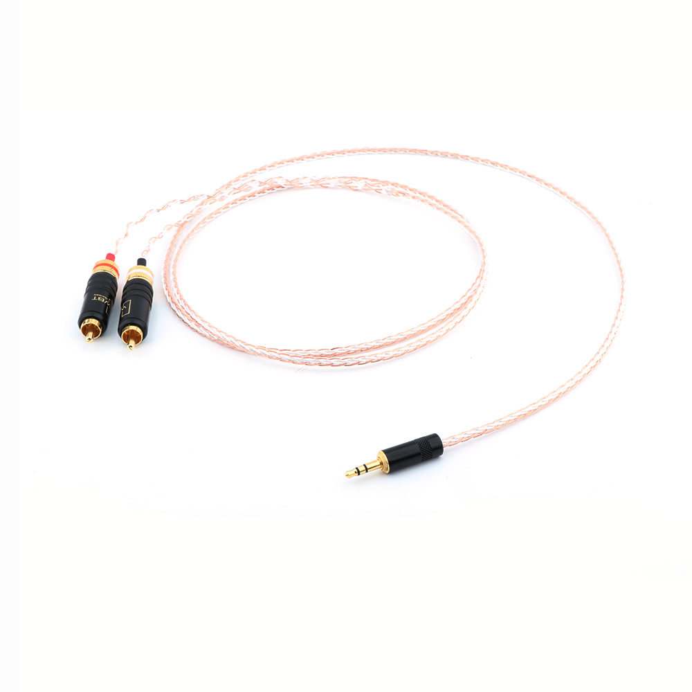 High Quality 2 rca to 3.5MM hifi 1 to 2 audio video cable with OFC pure copper Audio Cable